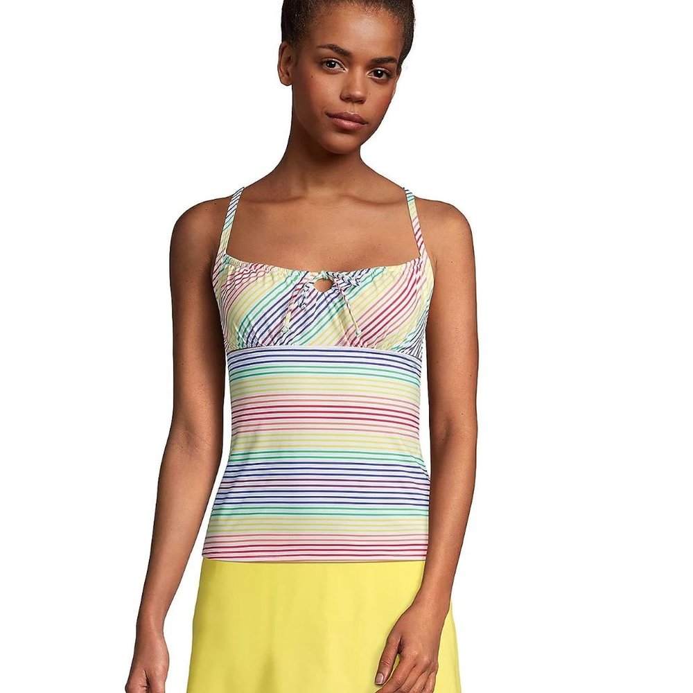 NWT Lands' End Women's Tie Front Underwire Tankini Swim Top Size 12 $75 DD836